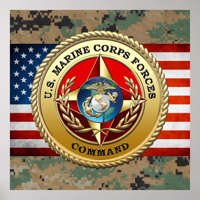 U.S. Marine Corps Forces Command (MARFORCOM) [3D] Poster (Front)