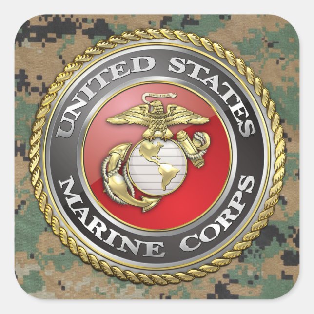 U.S. Marine Corps (USMC) Emblem [3D] Square Sticker (Front)