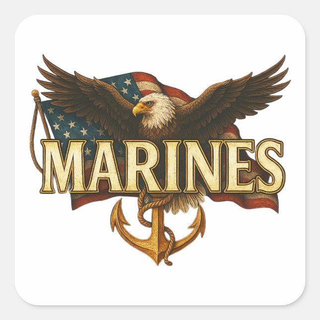 U.S. Marine Square Sticker (Front)