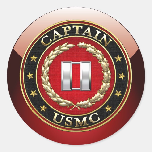 U.S. Marines: Captain (USMC Capt) [3D] Classic Round Sticker (Front)