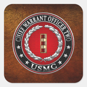 U.S. Marines: Chief Warrant Two (USMC CWO-2) [3D] Square Sticker