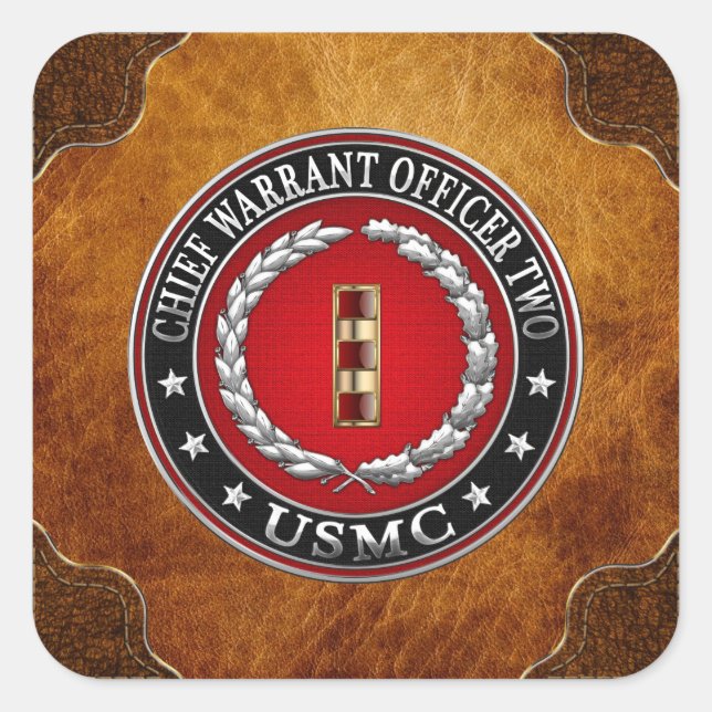U.S. Marines: Chief Warrant Two (USMC CWO-2) [3D] Square Sticker (Front)