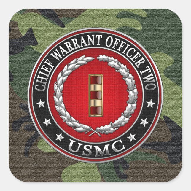 U.S. Marines: Chief Warrant Two (USMC CWO-2) [3D] Square Sticker (Front)