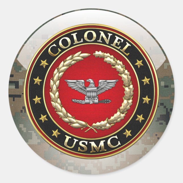 U.S. Marines: Colonel (USMC Col) [3D] Classic Round Sticker (Front)
