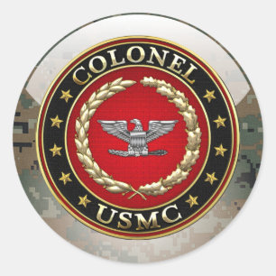 U.S. Marines: Colonel (USMC Col) [3D] Classic Round Sticker