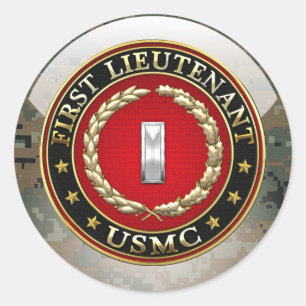 U.S. Marines: First Lieutenant (USMC 1stLt) [3D] Classic Round Sticker