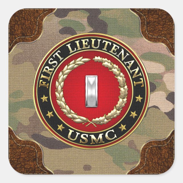 U.S. Marines: First Lieutenant (USMC 1stLt) [3D] Square Sticker (Front)