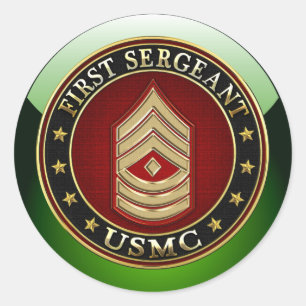 U.S. Marines: First Sergeant (USMC 1stSgt) [3D] Classic Round Sticker