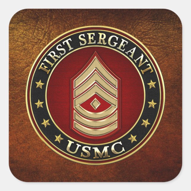 U.S. Marines: First Sergeant (USMC 1stSgt) [3D] Square Sticker (Front)