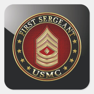 U.S. Marines: First Sergeant (USMC 1stSgt) [3D] Square Sticker