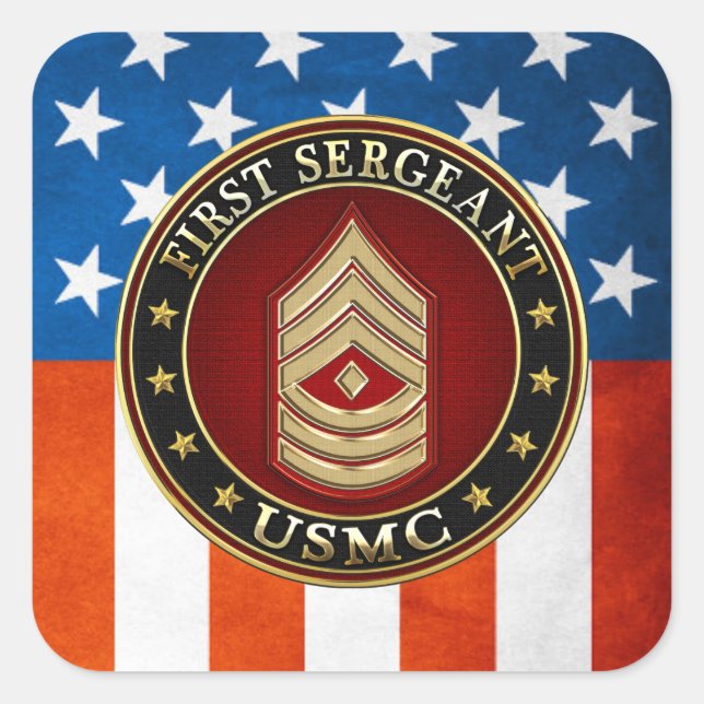 U.S. Marines: First Sergeant (USMC 1stSgt) [3D] Square Sticker (Front)