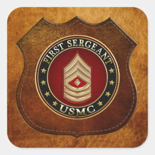 U.S. Marines: First Sergeant (USMC 1stSgt) [3D] Square Sticker