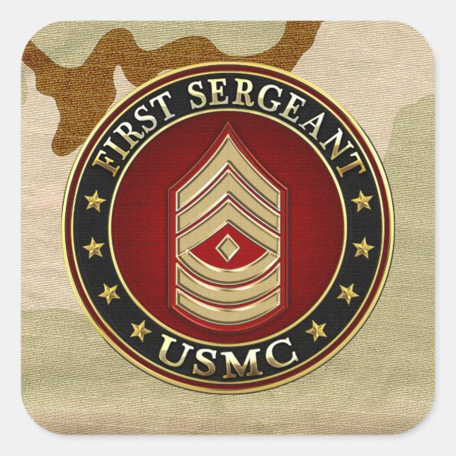 U.S. Marines: First Sergeant (USMC 1stSgt) [3D] Square Sticker (Front)