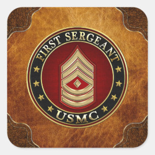 U.S. Marines: First Sergeant (USMC 1stSgt) [3D] Square Sticker