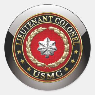 U.S. Marines: Lieutenant Colonel (USMC LtCol) [3D] Classic Round Sticker
