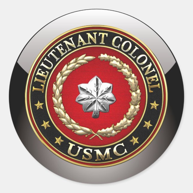 U.S. Marines: Lieutenant Colonel (USMC LtCol) [3D] Classic Round Sticker (Front)
