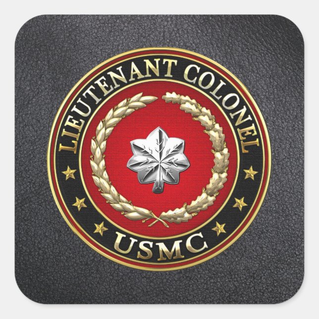 U.S. Marines: Lieutenant Colonel (USMC LtCol) [3D] Square Sticker (Front)