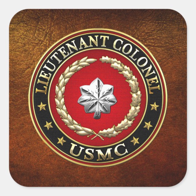 U.S. Marines: Lieutenant Colonel (USMC LtCol) [3D] Square Sticker (Front)