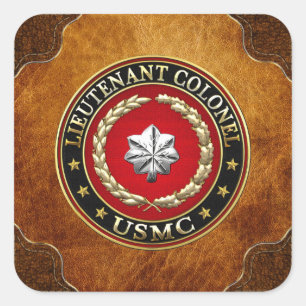 U.S. Marines: Lieutenant Colonel (USMC LtCol) [3D] Square Sticker