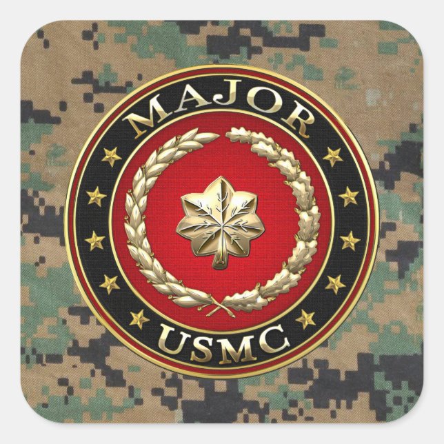 U.S. Marines: Major (USMC Maj) [3D] Square Sticker (Front)