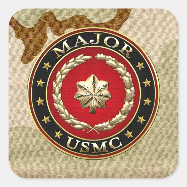 U.S. Marines: Major (USMC Maj) [3D] Square Sticker (Front)