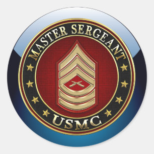 U.S. Marines: Master Sergeant (USMC MSgt) [3D] Classic Round Sticker