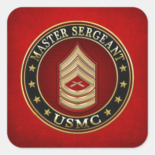 U.S. Marines: Master Sergeant (USMC MSgt) [3D] Square Sticker