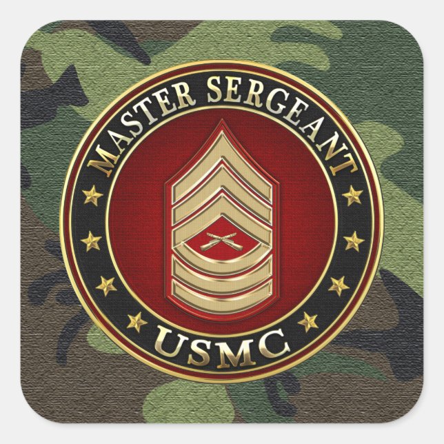 U.S. Marines: Master Sergeant (USMC MSgt) [3D] Square Sticker (Front)