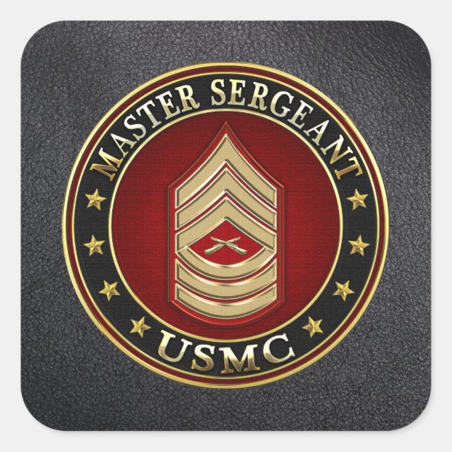 U.S. Marines: Master Sergeant (USMC MSgt) [3D] Square Sticker (Front)
