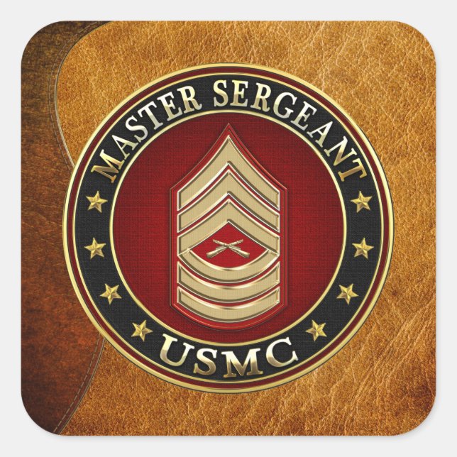 U.S. Marines: Master Sergeant (USMC MSgt) [3D] Square Sticker (Front)
