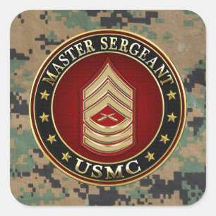U.S. Marines: Master Sergeant (USMC MSgt) [3D] Square Sticker