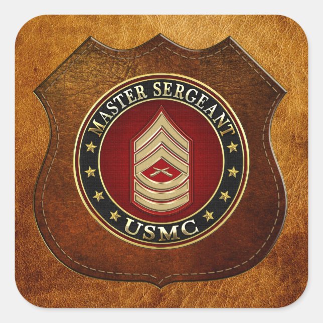 U.S. Marines: Master Sergeant (USMC MSgt) [3D] Square Sticker (Front)