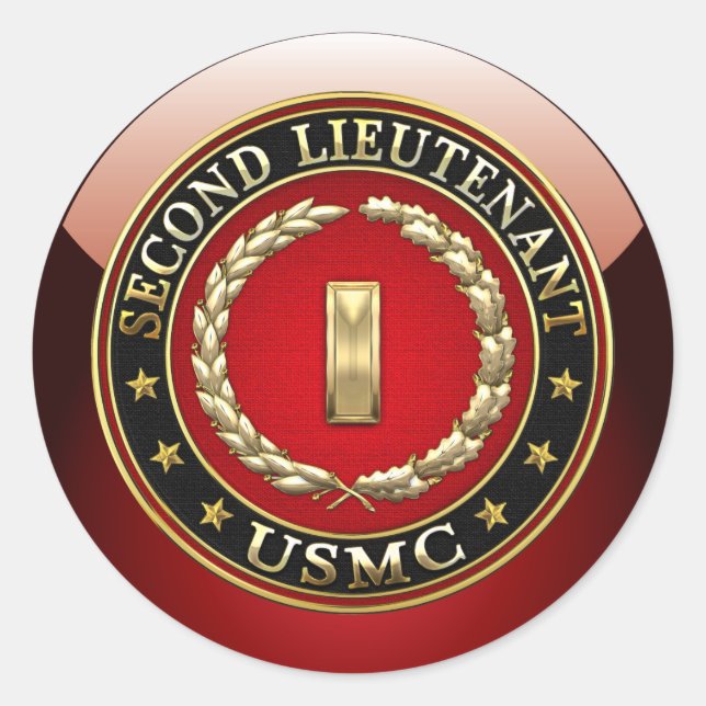 U.S. Marines: Second Lieutenant (USMC 2ndLt) [3D] Classic Round Sticker (Front)