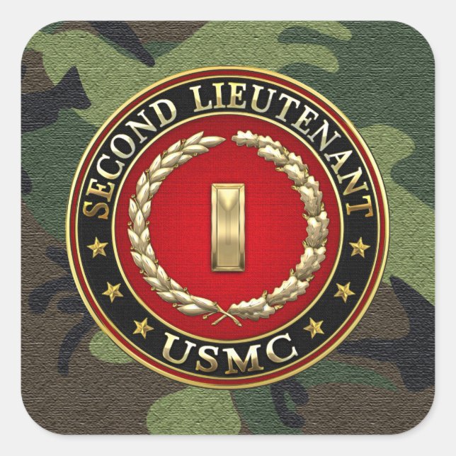 U.S. Marines: Second Lieutenant (USMC 2ndLt) [3D] Square Sticker (Front)