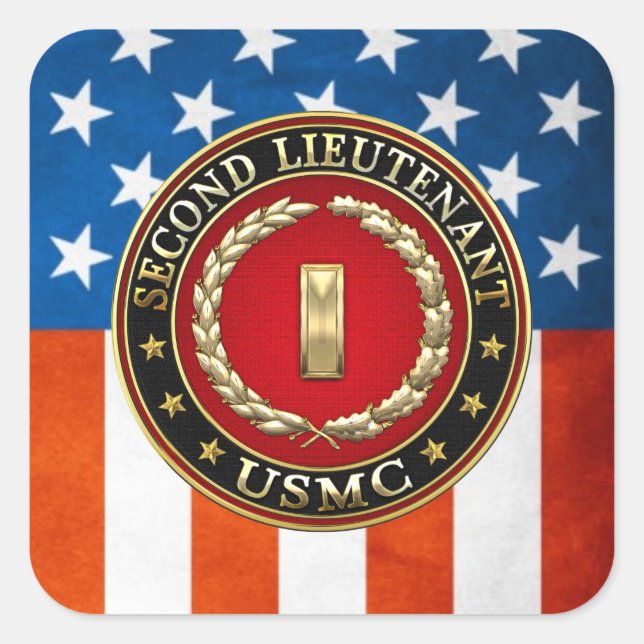 U.S. Marines: Second Lieutenant (USMC 2ndLt) [3D] Square Sticker (Front)