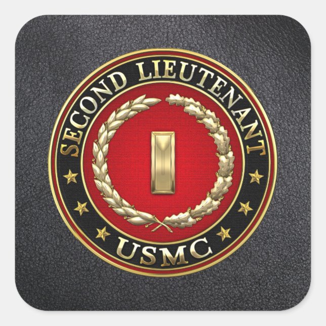 U.S. Marines: Second Lieutenant (USMC 2ndLt) [3D] Square Sticker (Front)