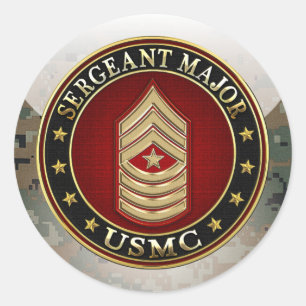 U.S. Marines: Sergeant Major (USMC SgtMaj) [3D] Classic Round Sticker