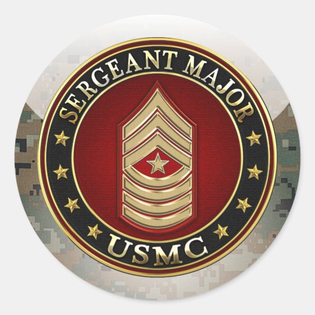 U.S. Marines: Sergeant Major (USMC SgtMaj) [3D] Classic Round Sticker (Front)