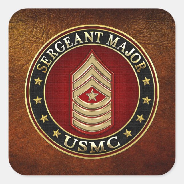 U.S. Marines: Sergeant Major (USMC SgtMaj) [3D] Square Sticker (Front)