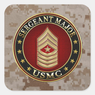 U.S. Marines: Sergeant Major (USMC SgtMaj) [3D] Square Sticker