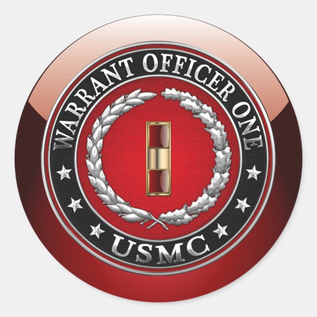 U.S. Marines: Warrant Officer One (USMC WO-1) [3D] Classic Round Sticker (Front)