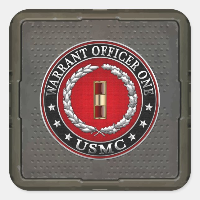 U.S. Marines: Warrant Officer One (USMC WO-1) [3D] Square Sticker (Front)