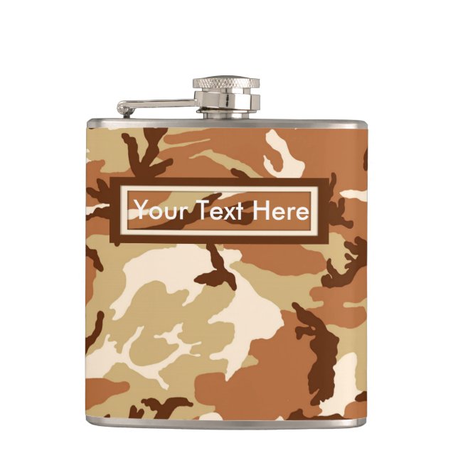 U.S. Military Desert Sand Camo 6 oz or 8 oz Flask (Front)