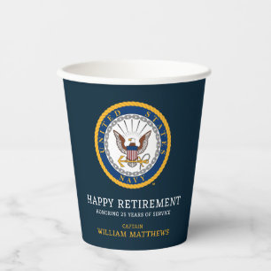 U.S. Navy   Navy Emblem   Happy Retirement Paper Cups