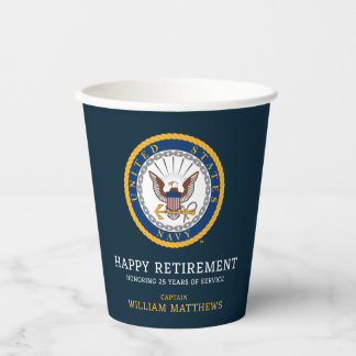 U.S. Navy | Navy Emblem | Happy Retirement Paper Cups
