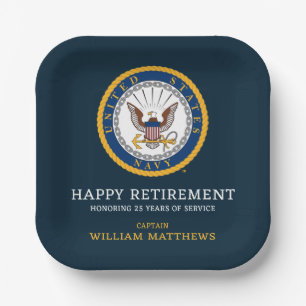U.S. Navy   Navy Emblem   Happy Retirement Paper Plate