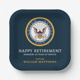 U.S. Navy | Navy Emblem | Happy Retirement Paper Plate