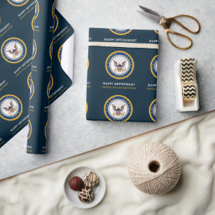 U.S. Navy   Navy Emblem   Happy Retirement Wrapping Paper