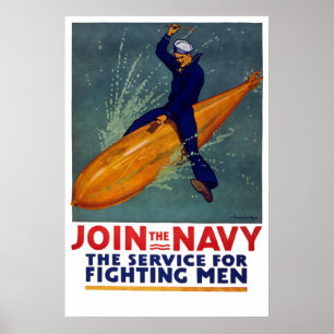 U.S. NAVY Poster - World War Sailor Rides A BOMB!