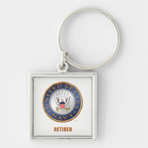 U.S. Navy Retired Premium Square Keychain
